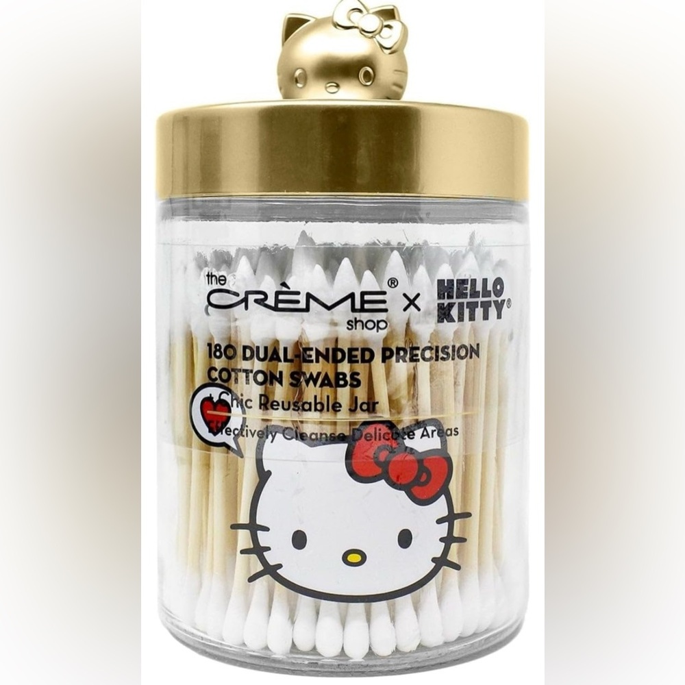 Hello Kitty x The Creme Shop dual ended precision cotton swabs storage jar